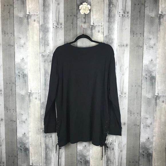 Torrid Black Lace Up Front Sweatshirt Sz 1 NWOT - Picture 4 of 8